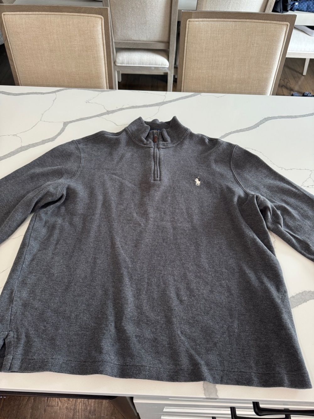 Polo by Ralph Lauren Men's Half-Zip Sweater - Dark Gray with White Pony